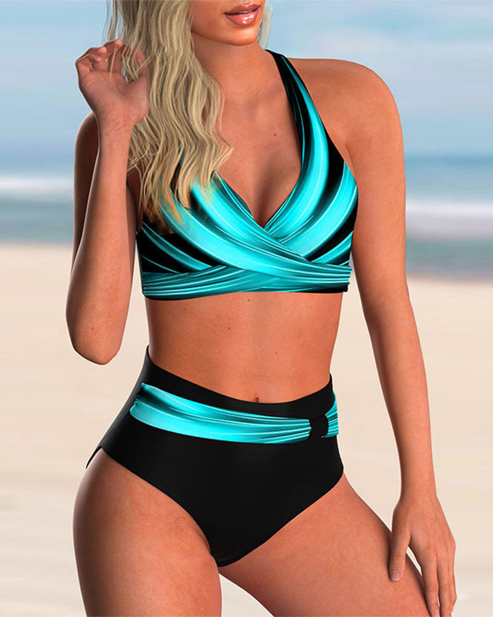 Liliana | Ensemble de bikini avec décolleté croisé et imprimé