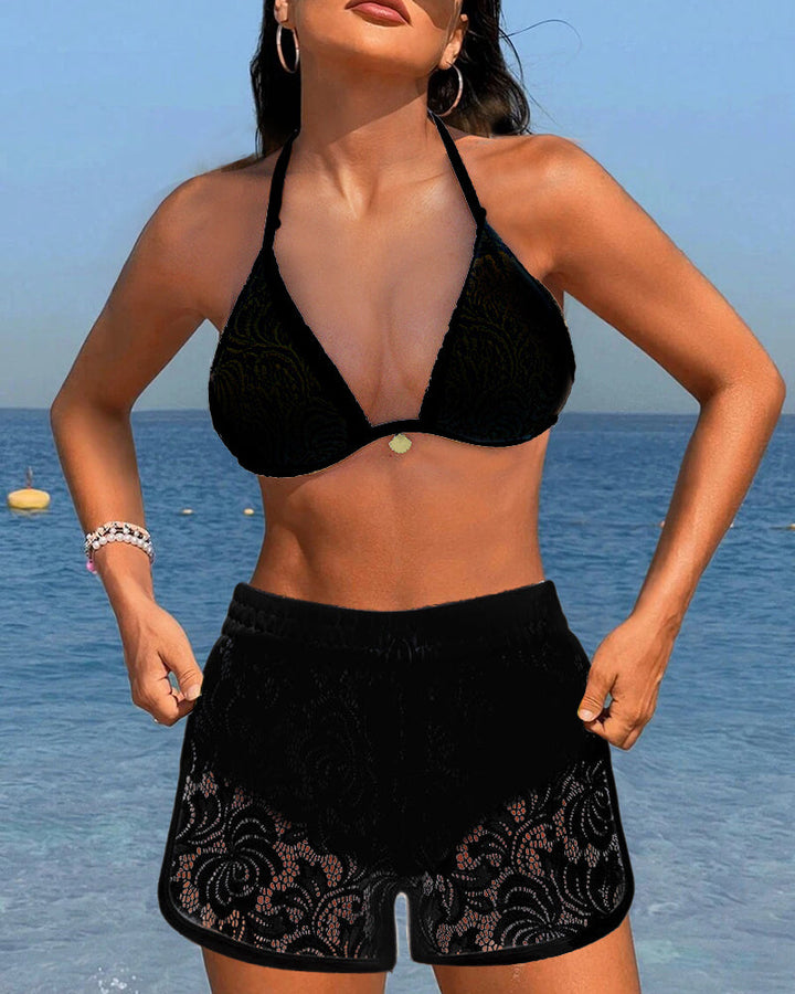 Lana | Ensemble de bikini en dentelle unie élégant
