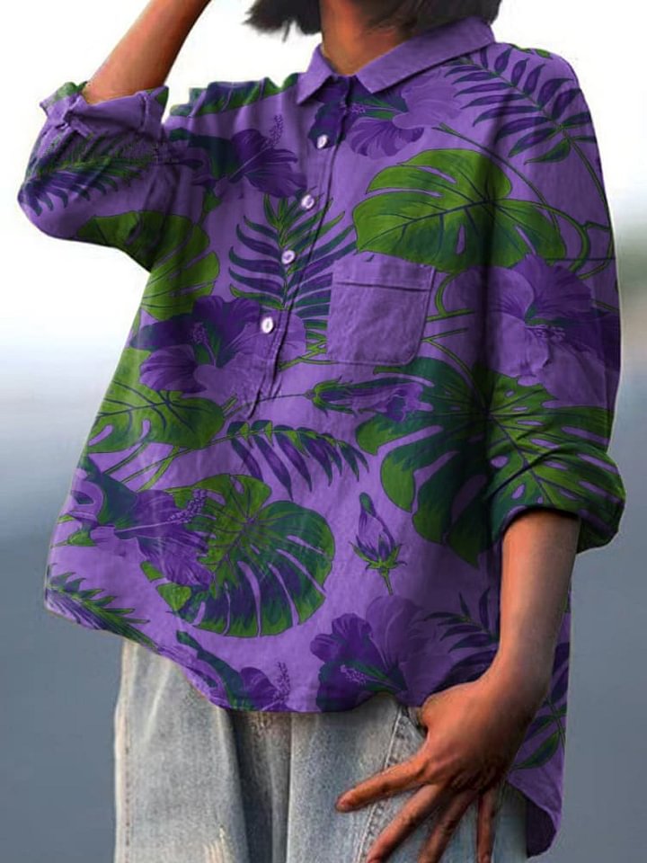 Isaline | Chemise décontractée à imprimé tropical pour femmes