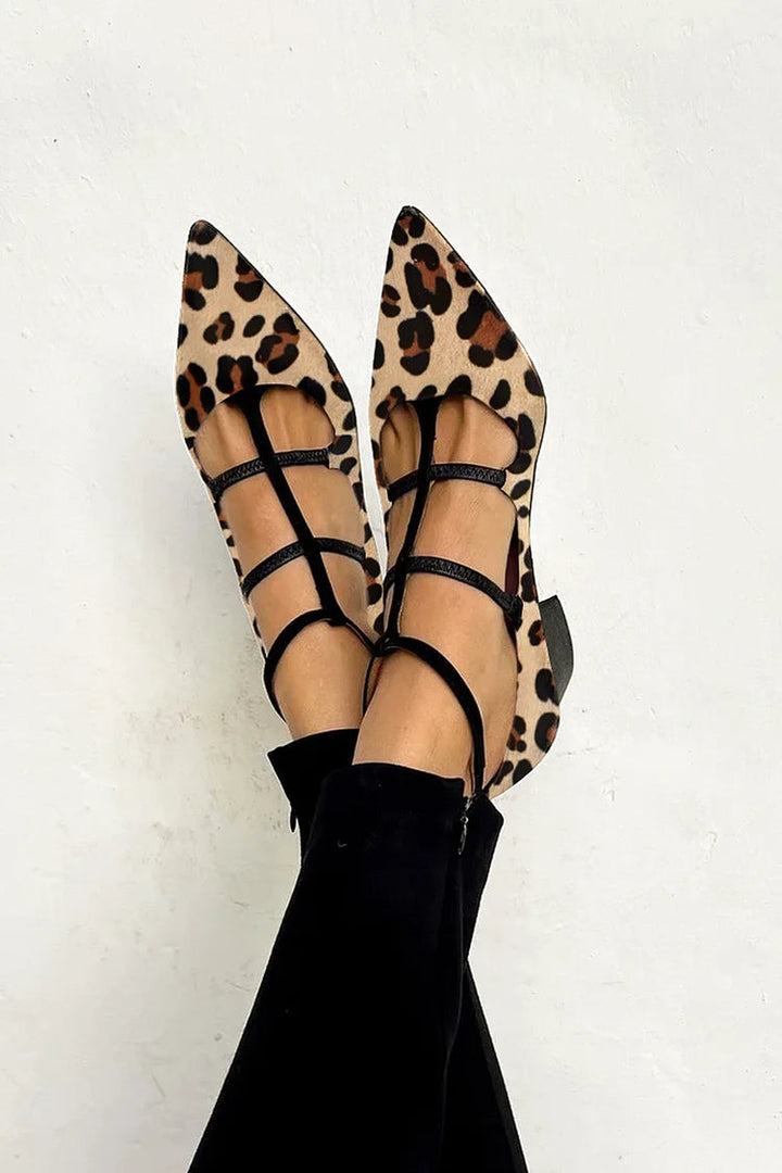 Bridgette | Talons de ballet à strap léopard