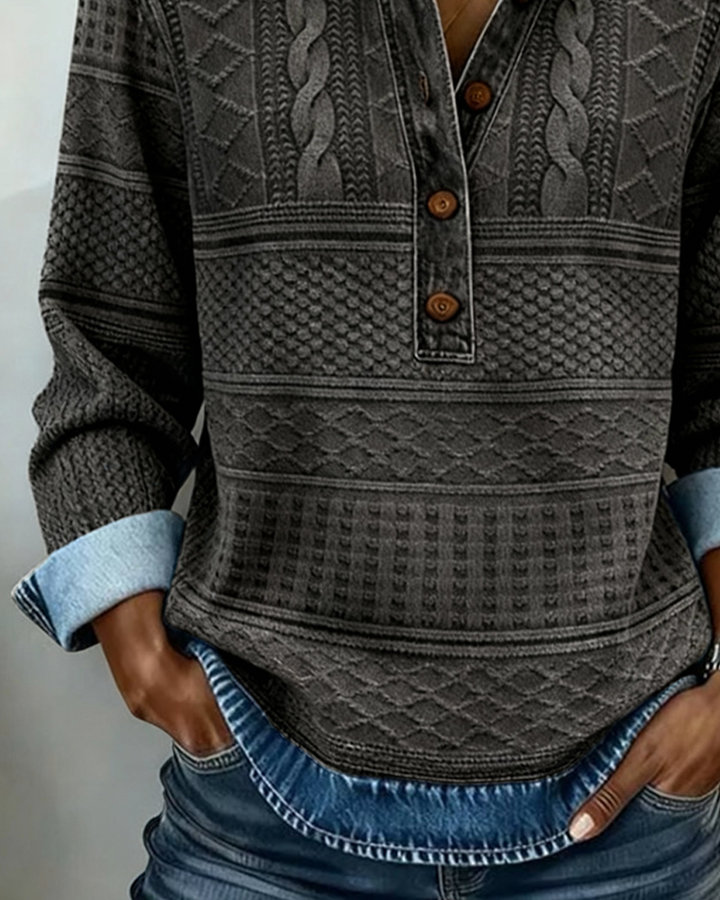 Doriane | Sweat-shirt à demi-boutonnage avec col élégant