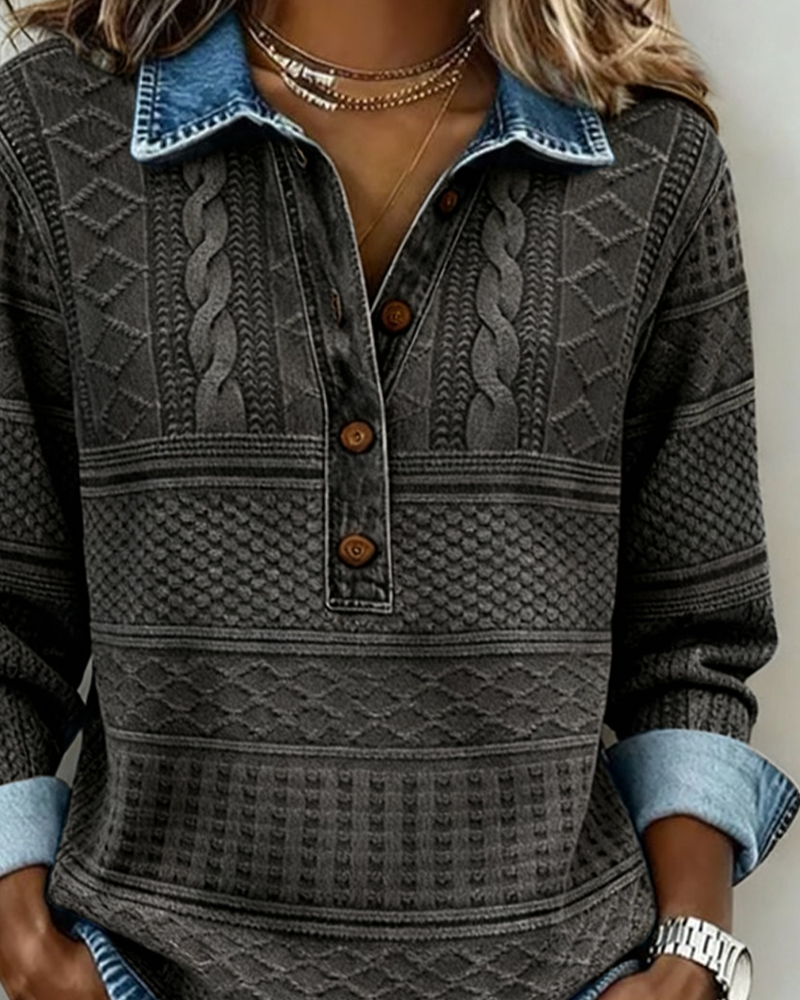 Doriane | Sweat-shirt à demi-boutonnage avec col élégant