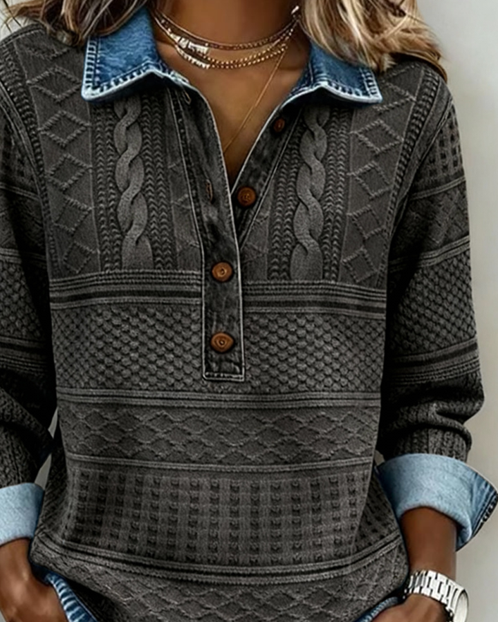 Doriane | Sweat-shirt à demi-boutonnage avec col élégant