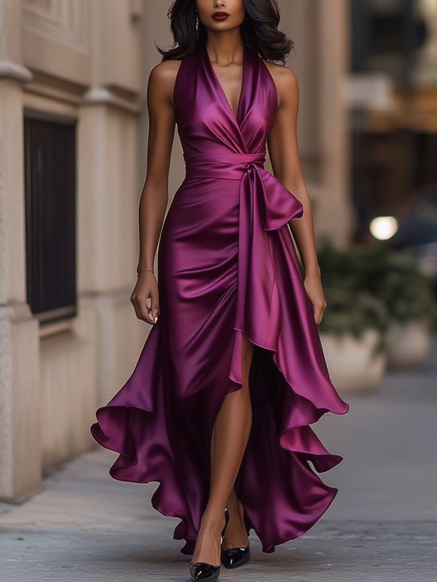Mathilde | Robe en Satin Drapée à la Taille