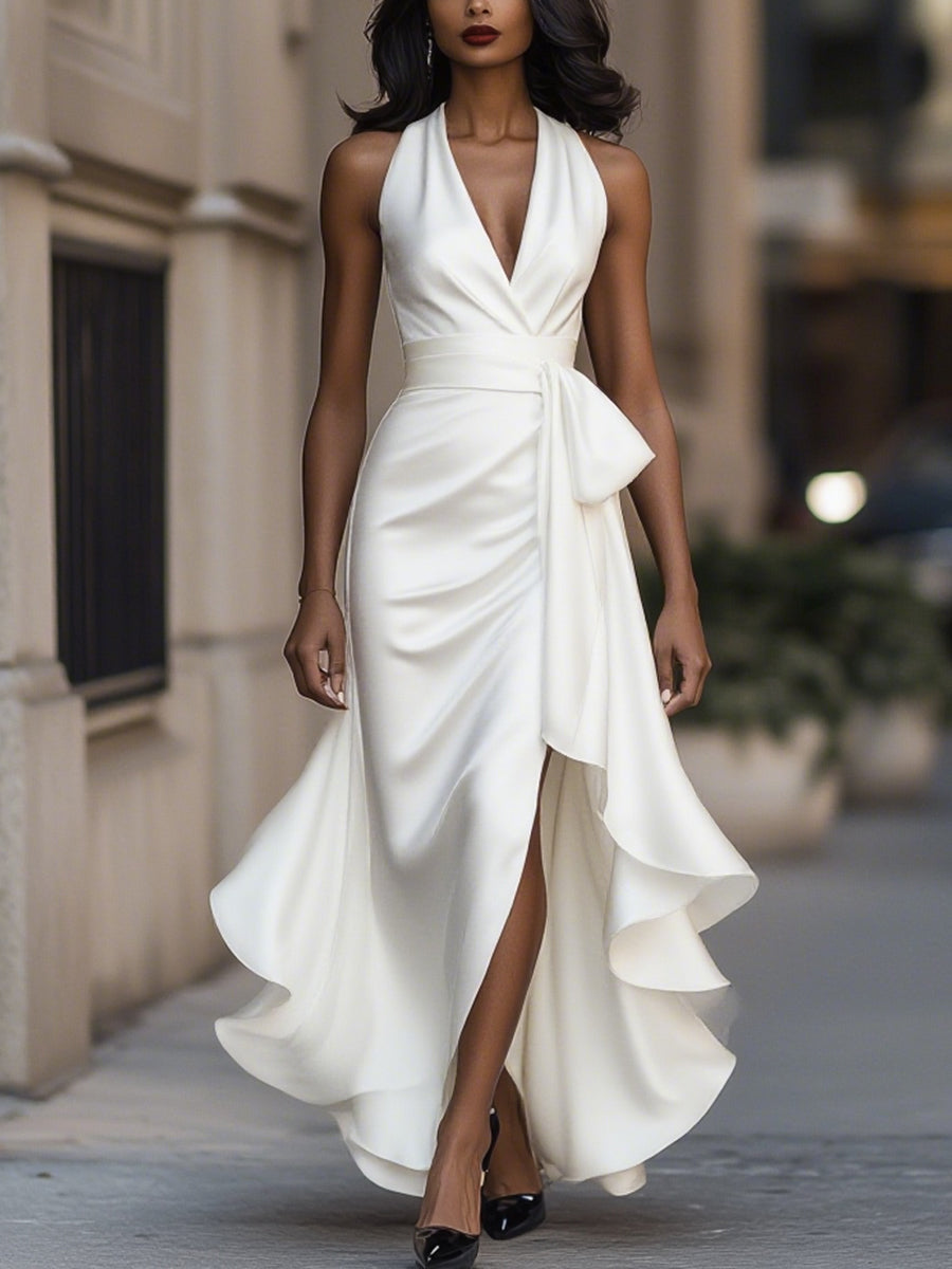 Mathilde | Robe en Satin Drapée à la Taille