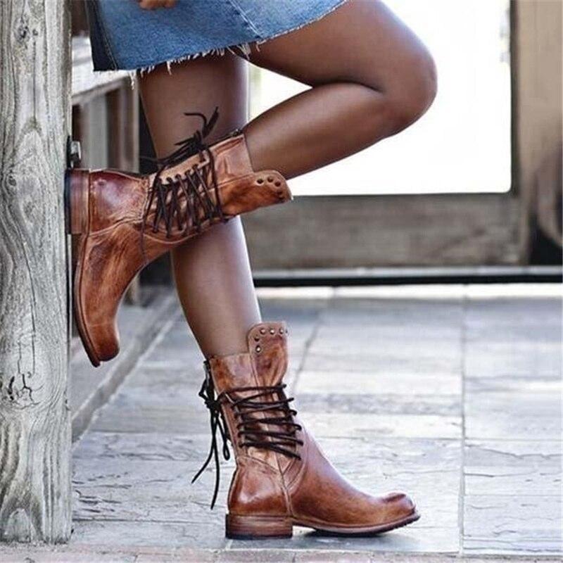 Camille | Bottines Mi-Mollet Cloutées Vintage