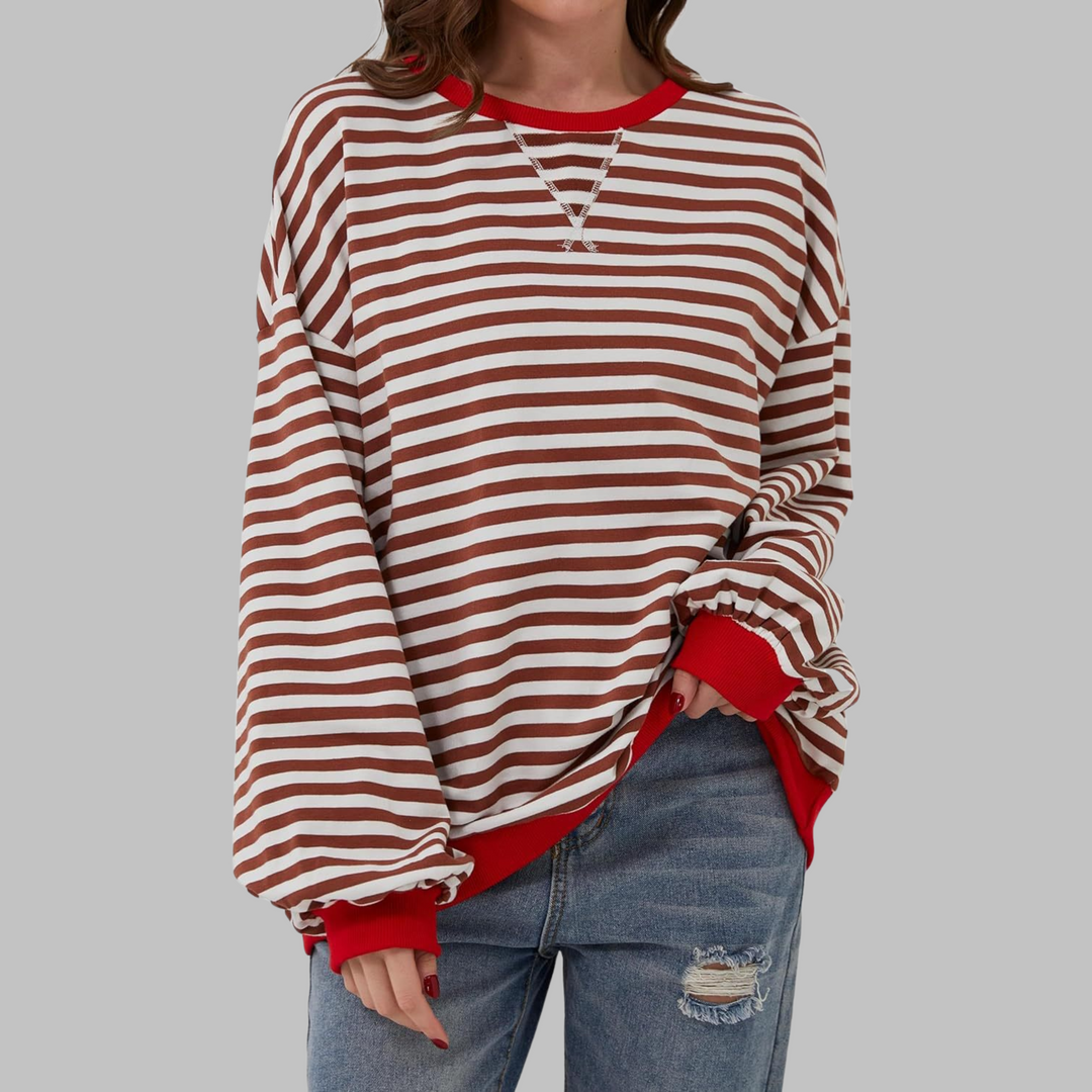 Sélina  | Sweat-shirt à manches longues rayé avec col rond