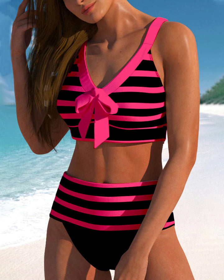 Lula | Bikini rayé à taille haute