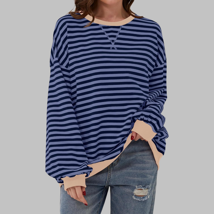 Sélina  | Sweat-shirt à manches longues rayé avec col rond