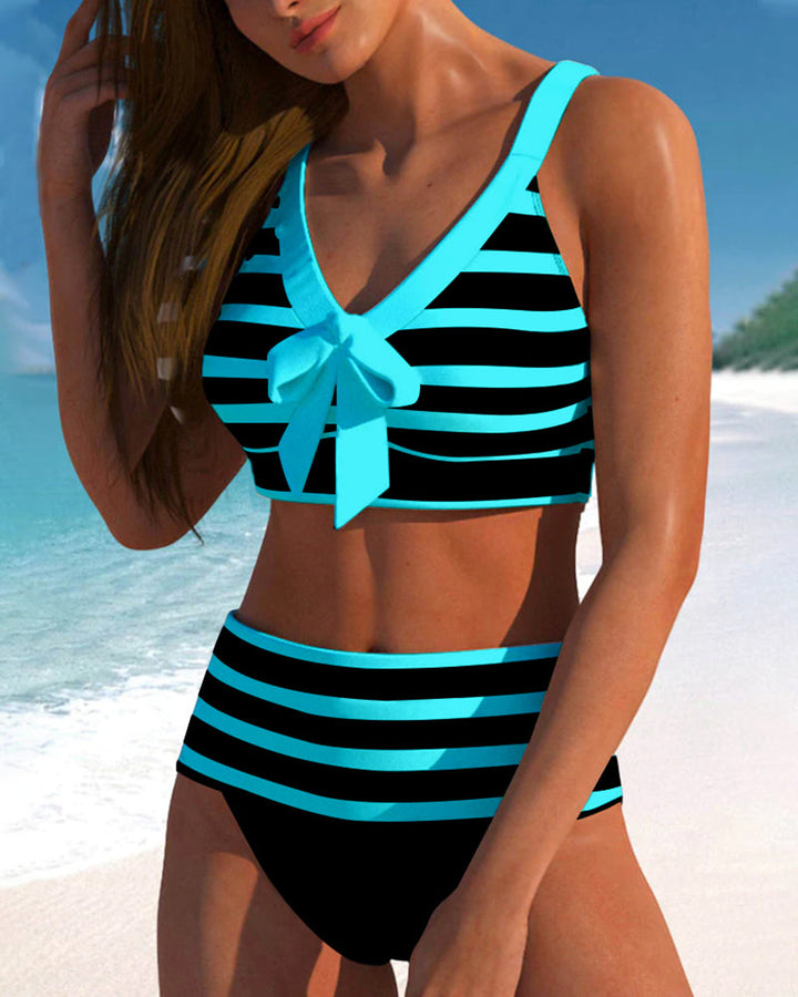Lula | Bikini rayé à taille haute