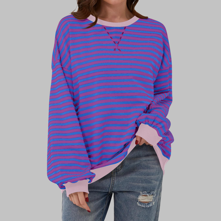 Sélina  | Sweat-shirt à manches longues rayé avec col rond