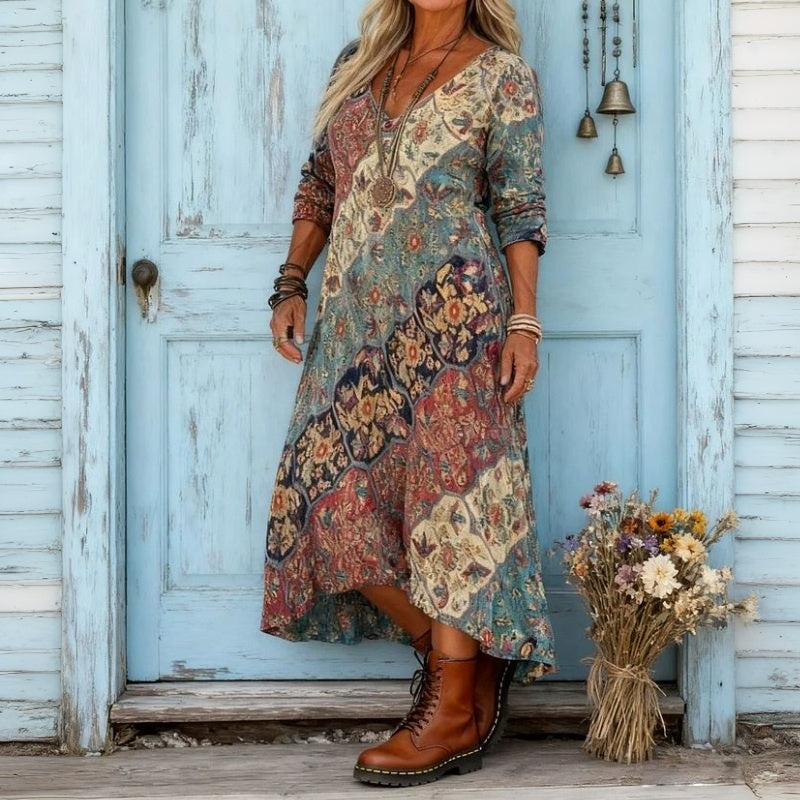 Eugenia | Robe décontractée à manches longues inspirée du vintage