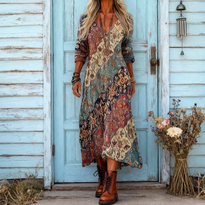 Eugenia | Robe décontractée à manches longues inspirée du vintage