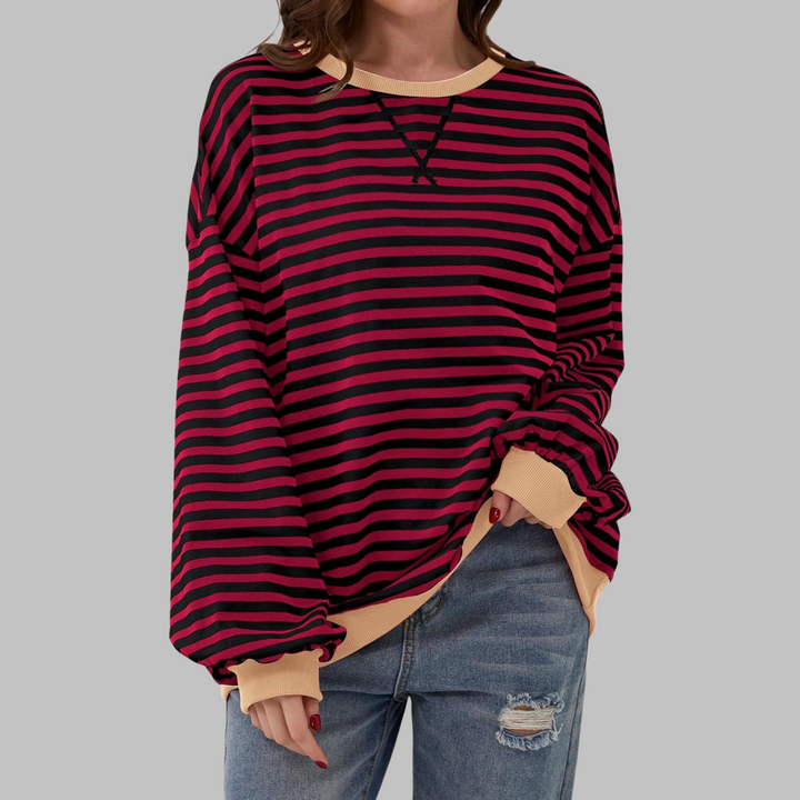 Sélina  | Sweat-shirt à manches longues rayé avec col rond
