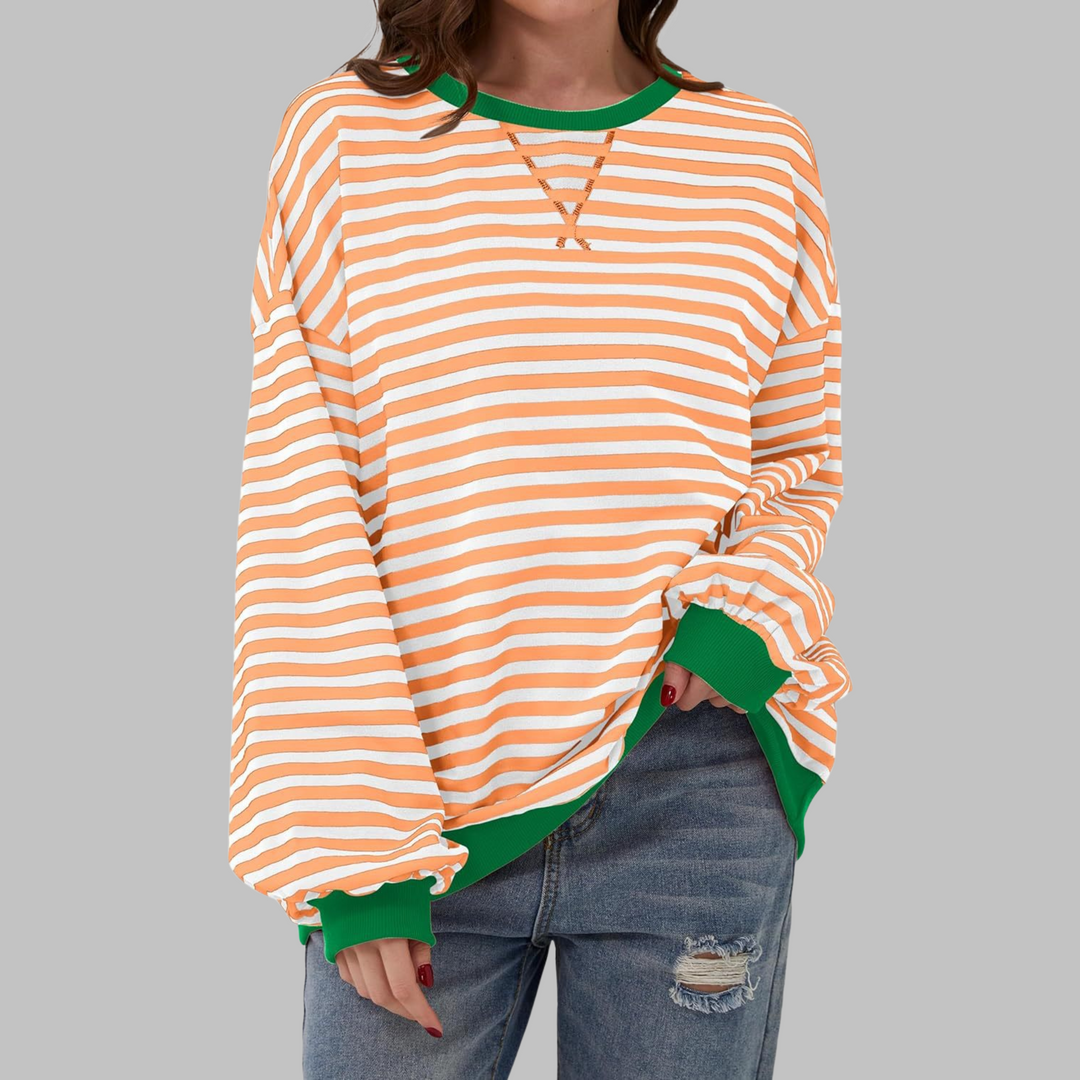 Sélina  | Sweat-shirt à manches longues rayé avec col rond
