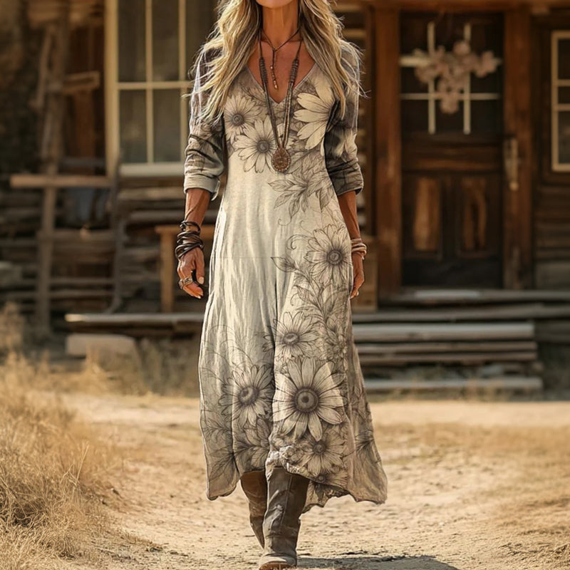 Éléonore | Robe décontractée à manches longues inspirée du vintage