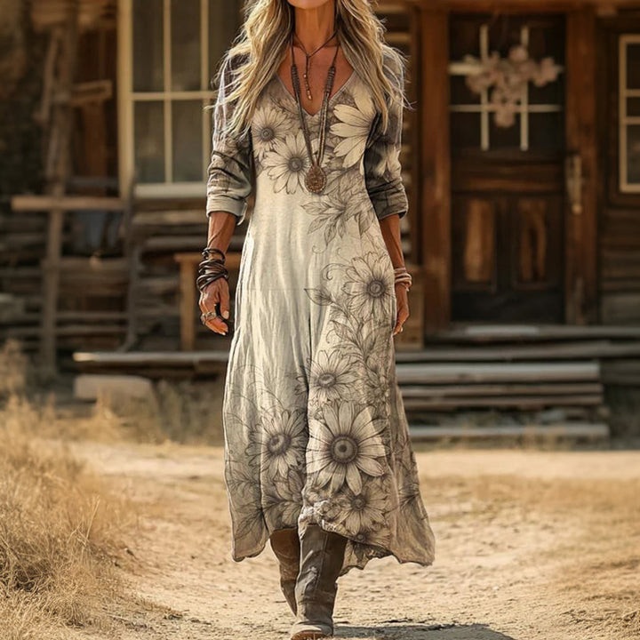 Éléonore | Robe décontractée à manches longues inspirée du vintage