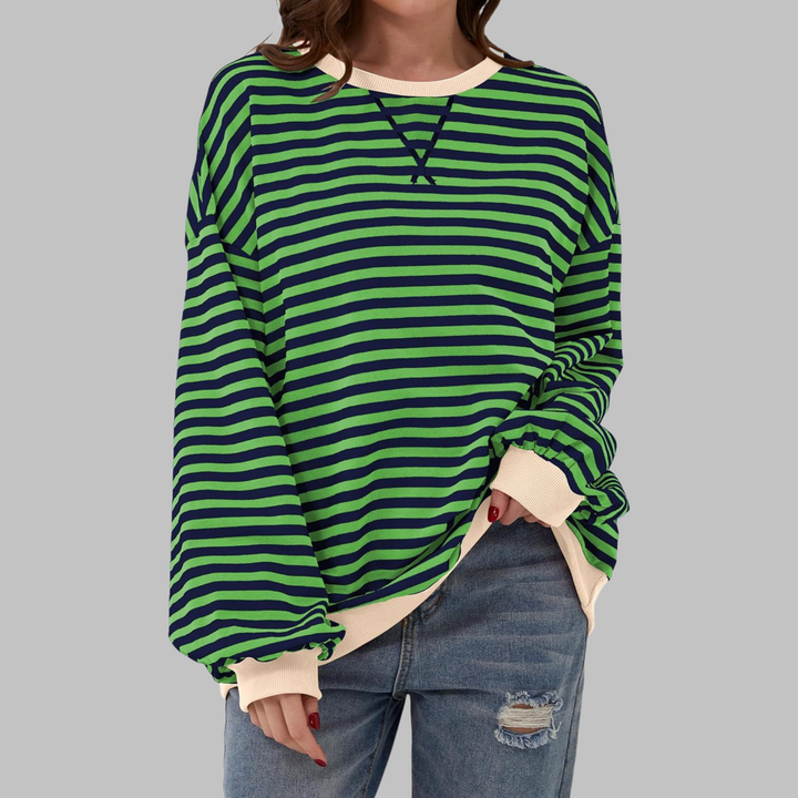 Sélina  | Sweat-shirt à manches longues rayé avec col rond