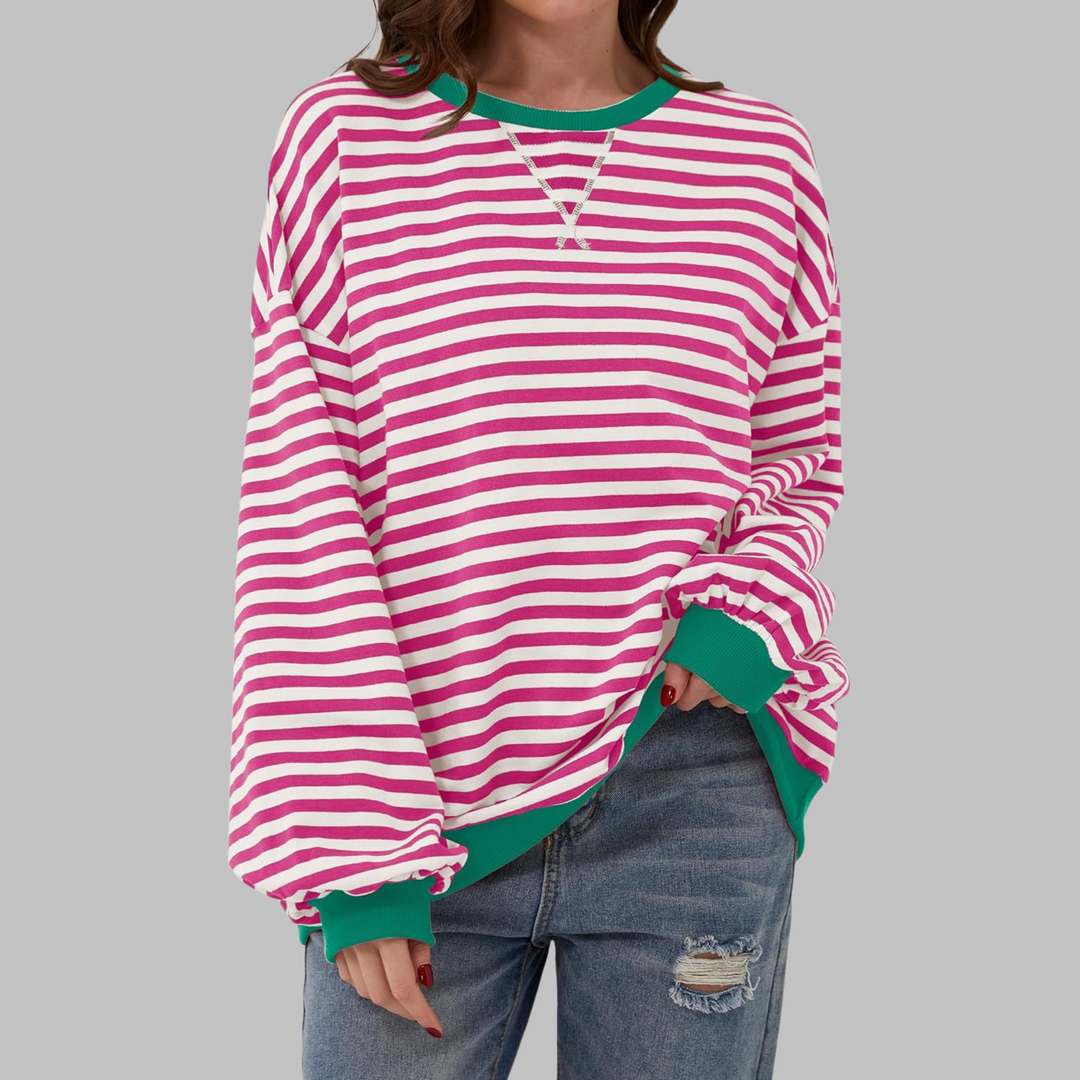 Sélina  | Sweat-shirt à manches longues rayé avec col rond