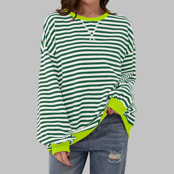 Sélina  | Sweat-shirt à manches longues rayé avec col rond