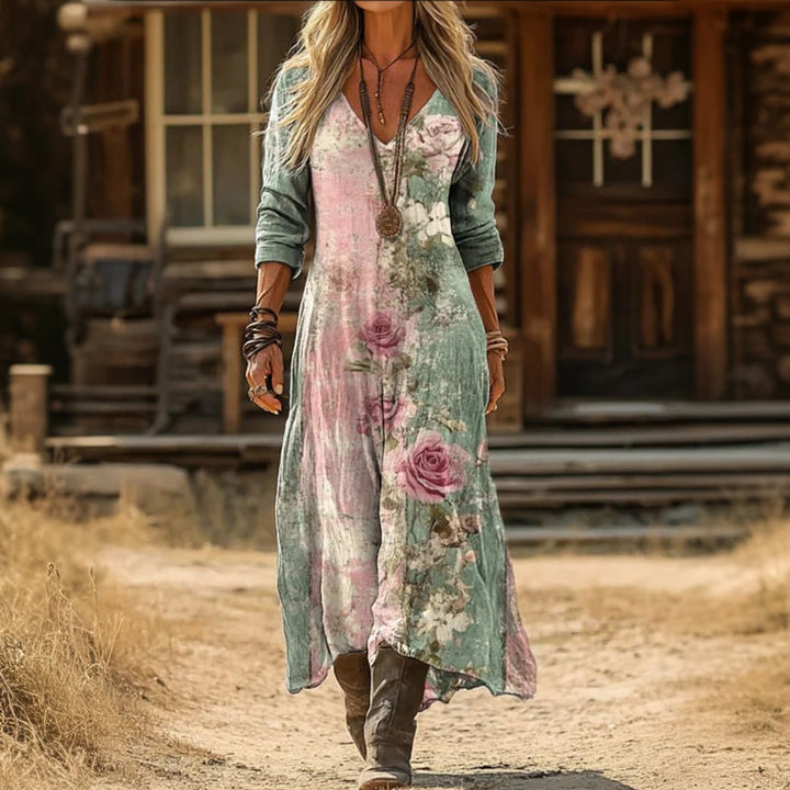 Henriette | Robe décontractée à manches longues inspirée vintage