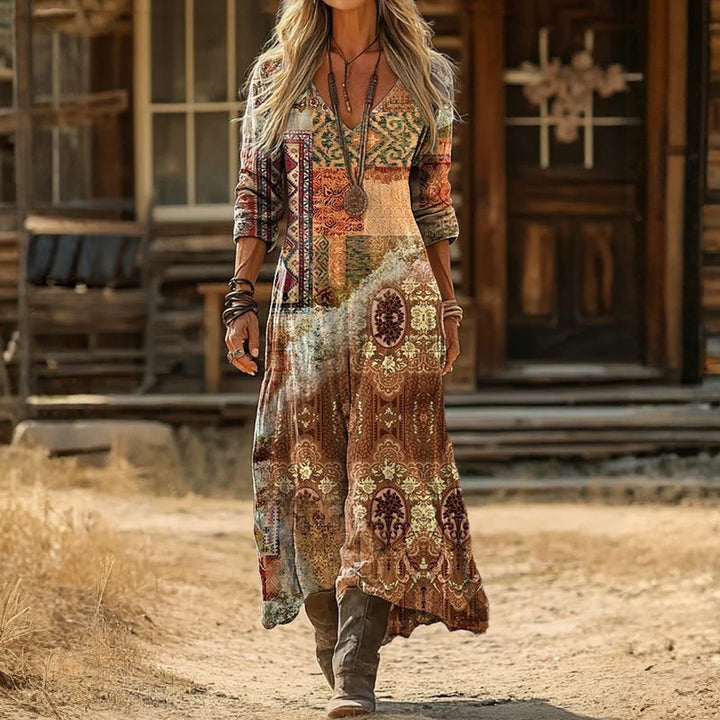 Cécile | Robe décontractée à manches longues inspirée du vintage