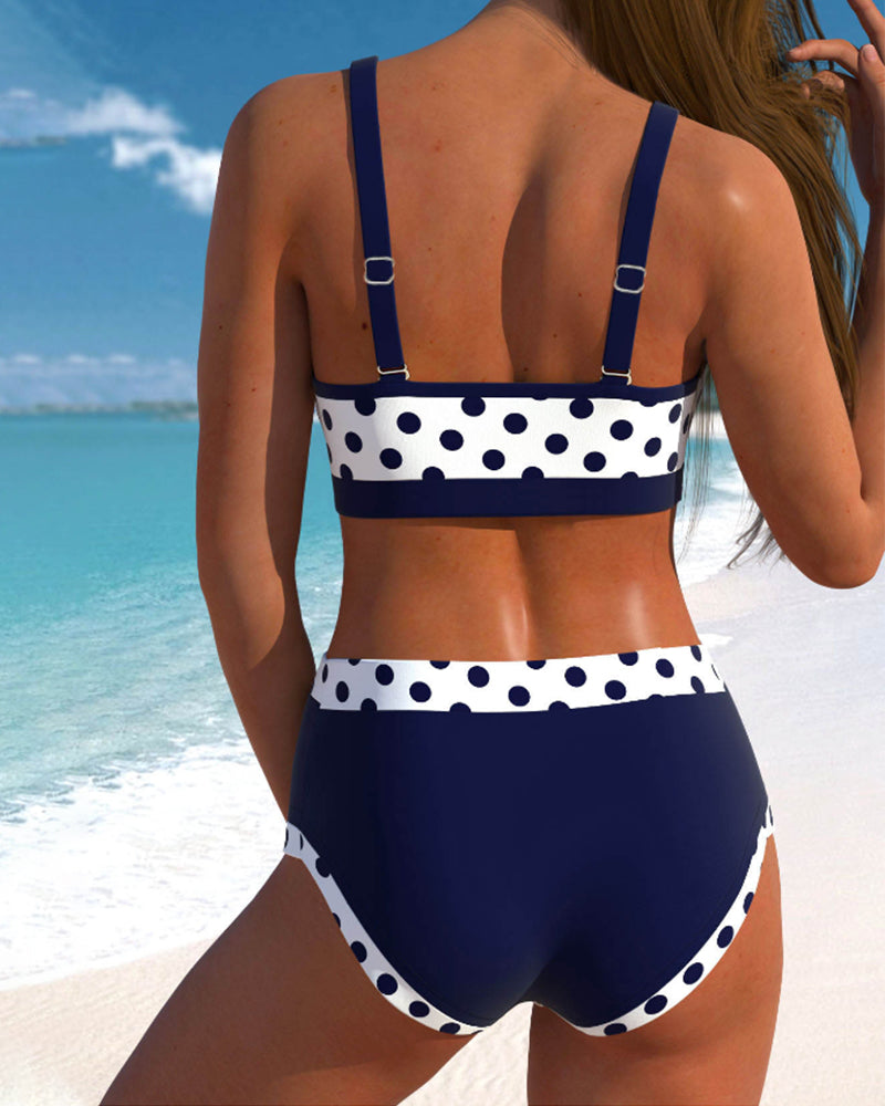 Liesbeth | Ensemble de bikini taille haute avec design patchwork à pois
