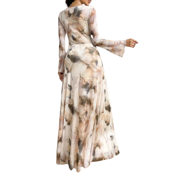 Célia┃Robe Élégante en Tulle Imprimé Tie-Dye