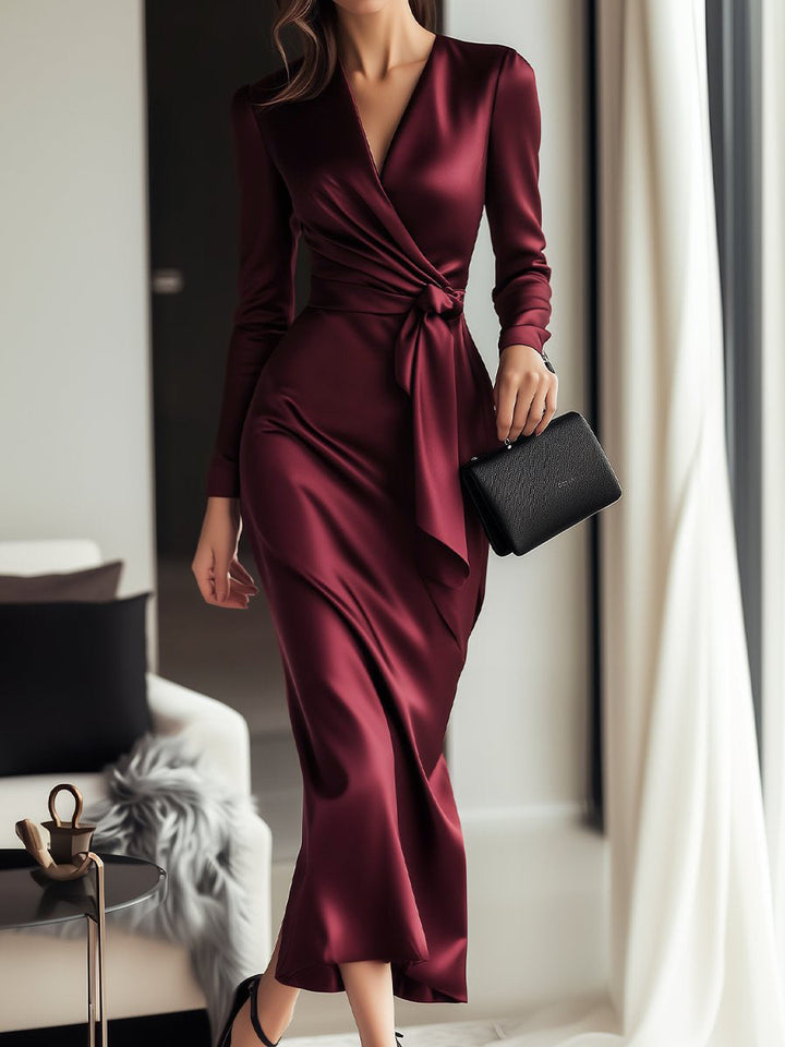 Louise | Robe Portefeuille Satinée