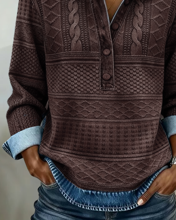 Doriane | Sweat-shirt à demi-boutonnage avec col élégant