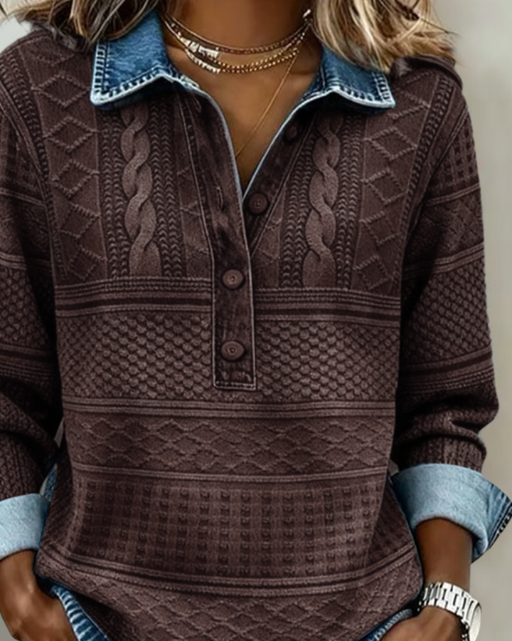 Doriane | Sweat-shirt à demi-boutonnage avec col élégant