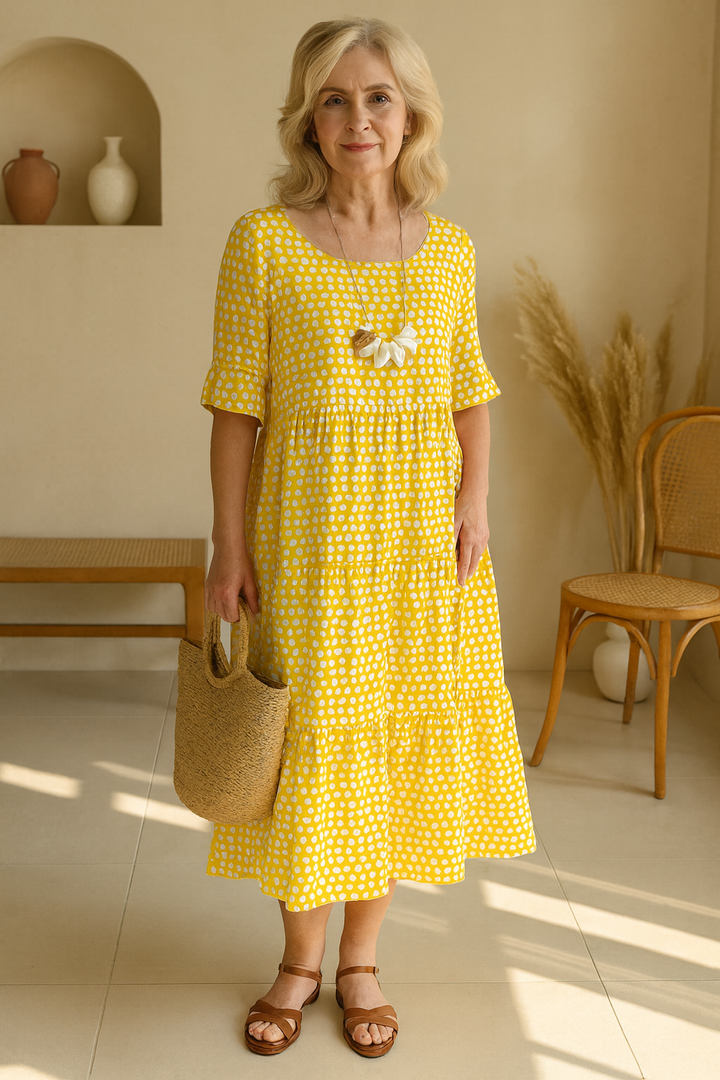 Zamira | Robe Midi à Manches Courtes