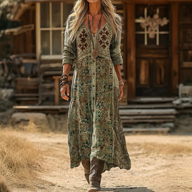 Liane | Robe décontractée à manches longues inspirée vintage