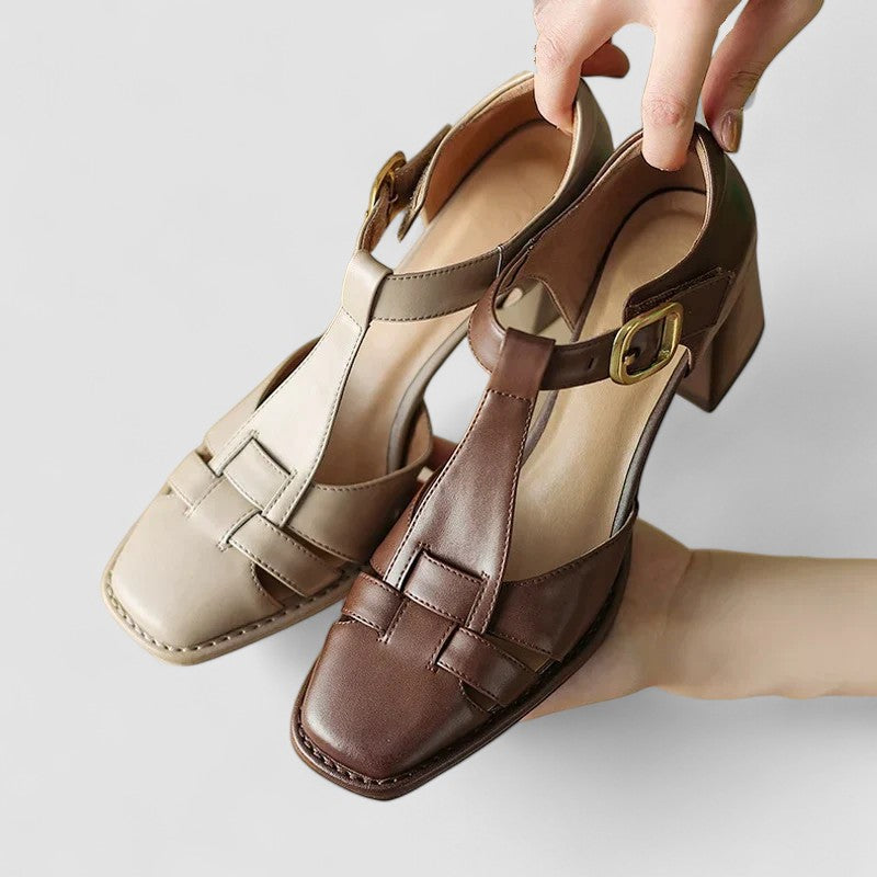 Eulalie | Talons Bloc T-Strap Orthopédiques