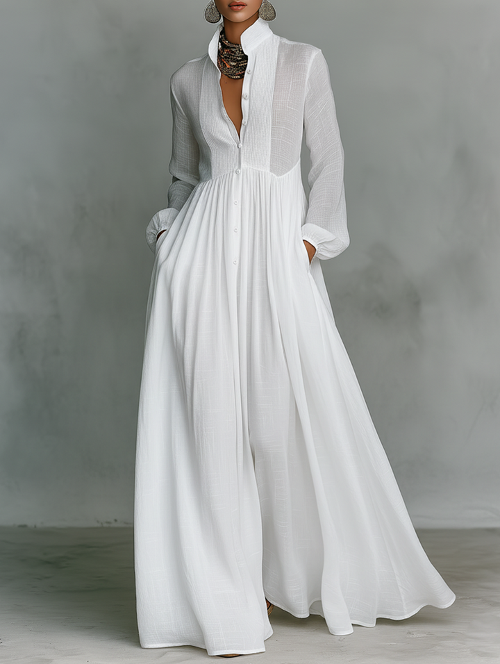 Serena | Robe maxi à boutons fluides