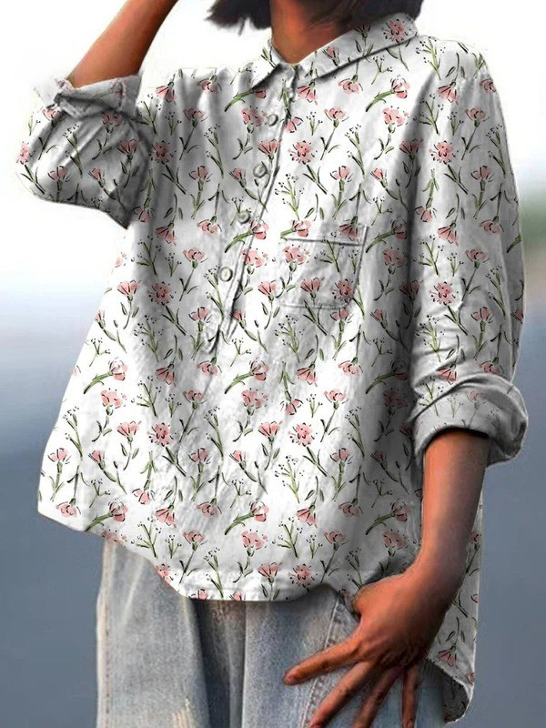 Hadley | Chemise Casual Femme Imprimée à Motif Floral Printanier Rose