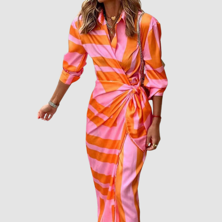 Charlène | Robe Rayée Élégante