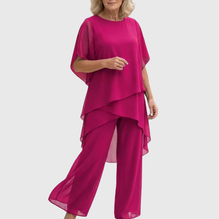 Lisette | Costume avec pantalons palazzo drapés