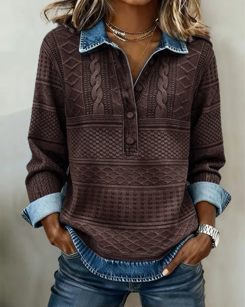Doriane | Sweat-shirt à demi-boutonnage avec col élégant