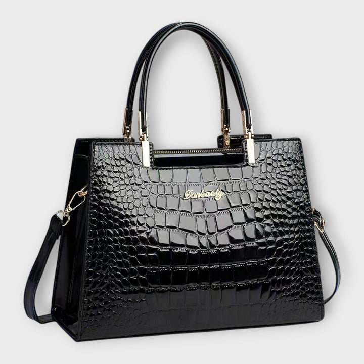 Léa | Sac à main en cuir croco brillant