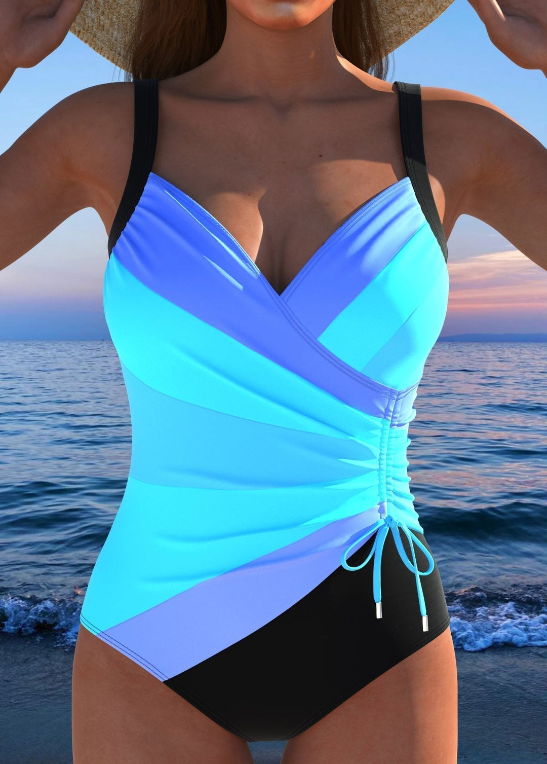 Lia | Maillot de bain luxueux à encolure croisée avec imprimé coloré