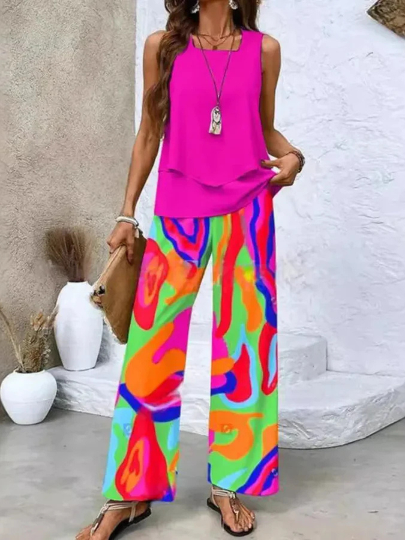 Orianna | Ensemble Haut Sans Manches et Pantalons Larges