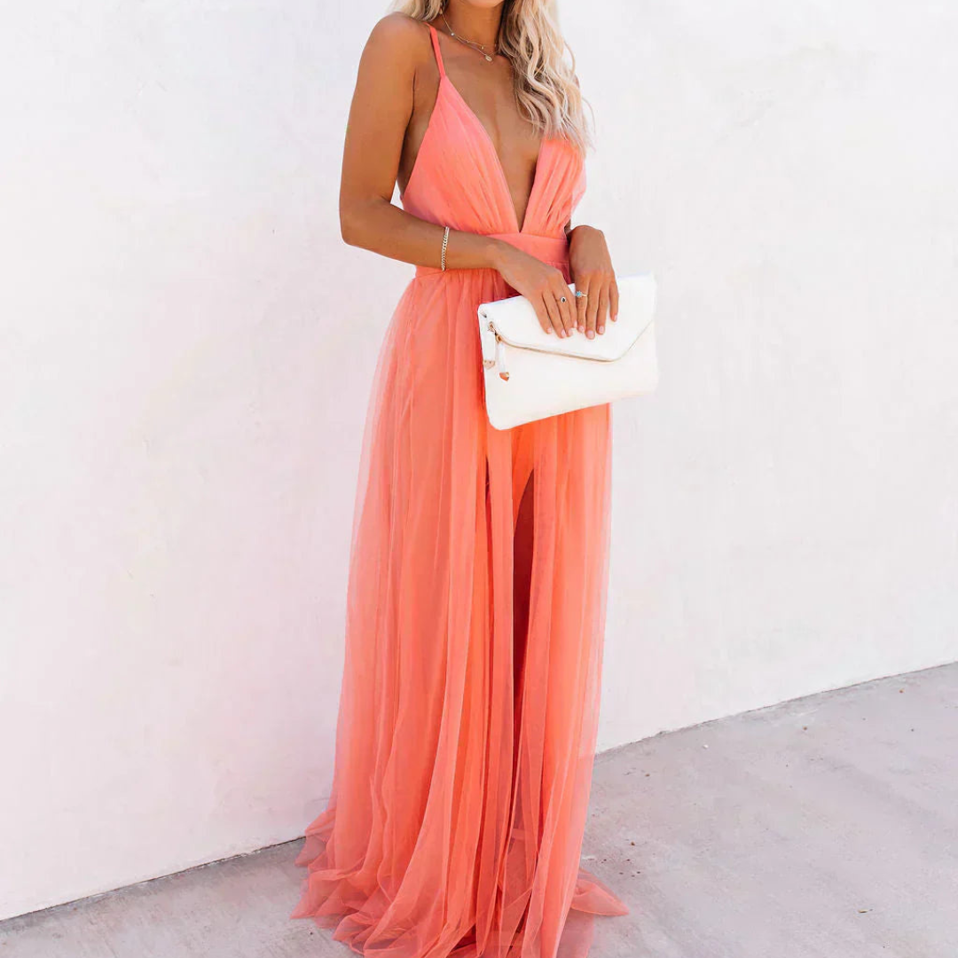 Darlène | Robe Maxi Lumière Corail