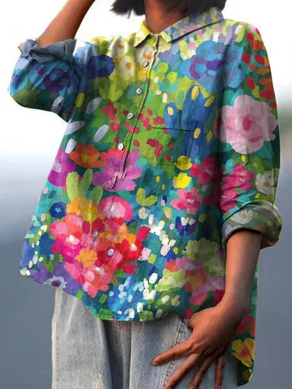 Jasimne | Chemise décontractée vintage florale pour femmes