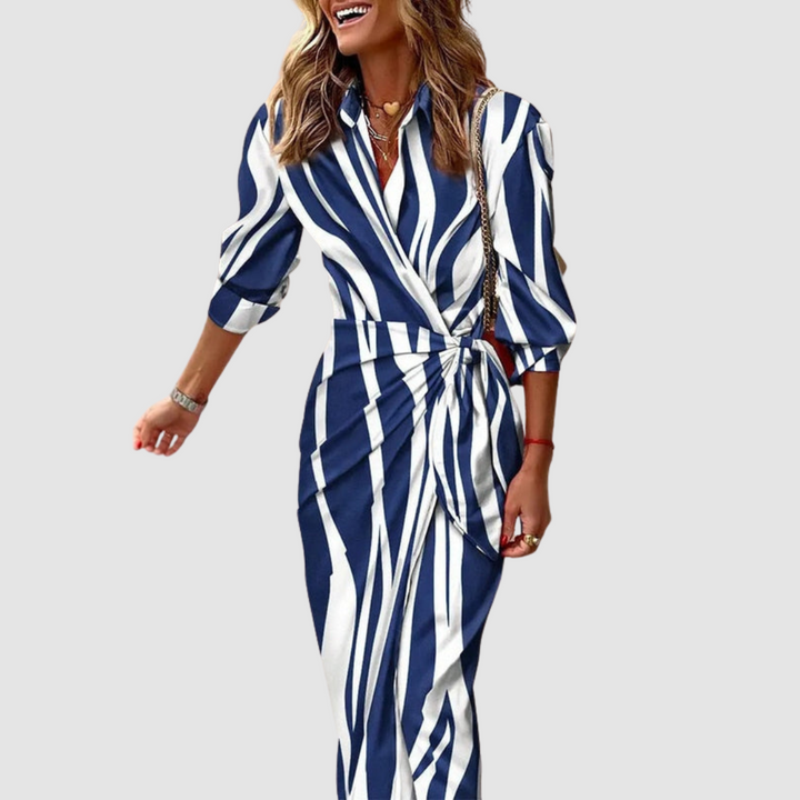 Charlène | Robe Rayée Élégante