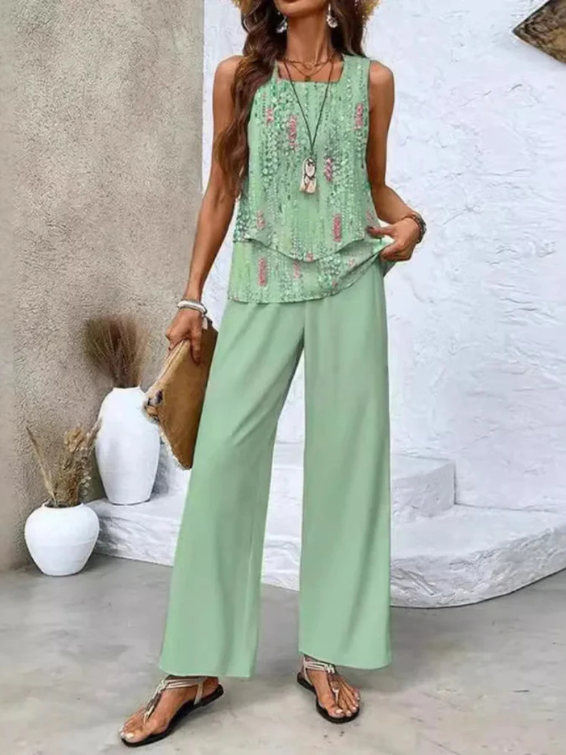 Orianna | Ensemble Haut Sans Manches et Pantalons Larges