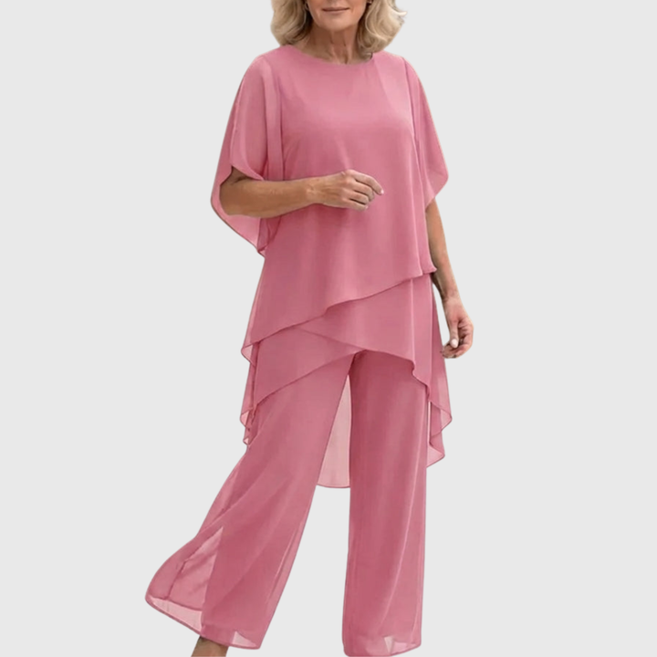 Lisette | Costume avec pantalons palazzo drapés
