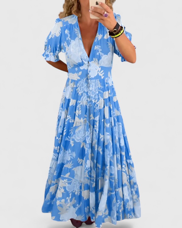 Marlène | Robe Élegante à Col V Floral