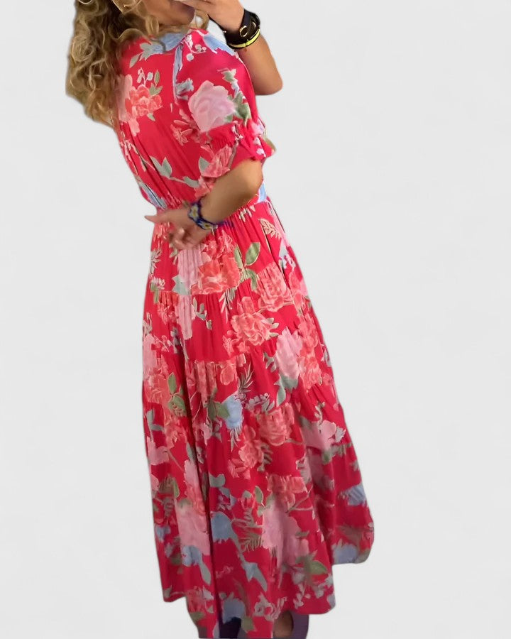 Marlène | Robe Élegante à Col V Floral