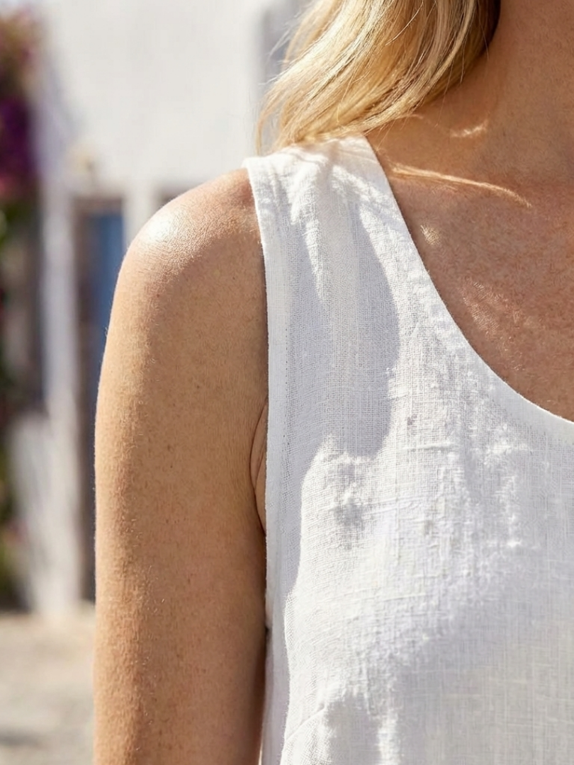 Ismera | Robe midi sans manches à encolure ronde décontractée